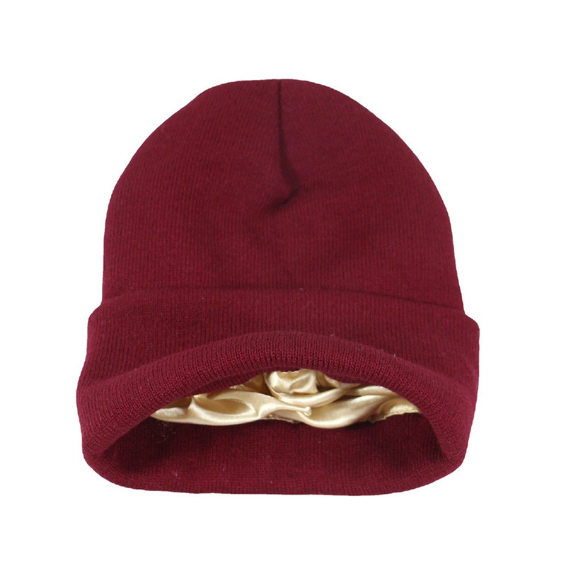 Unisex Satin Lined Knit Beanie - Beanie Cuffed Knit 评论和价格