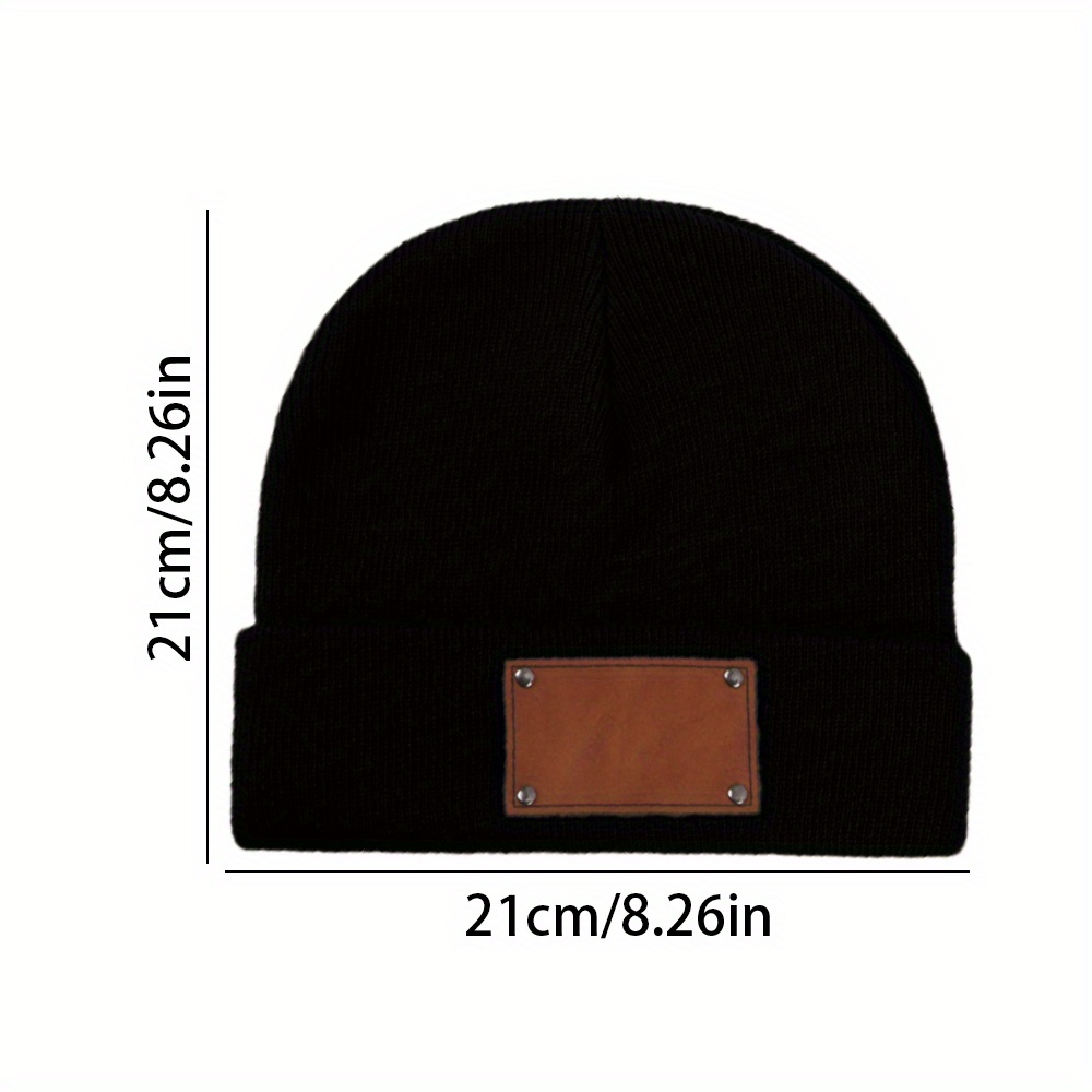 Custom Leather Patch Beanie Cu - Beanie Cuffed Knit 评论和价格