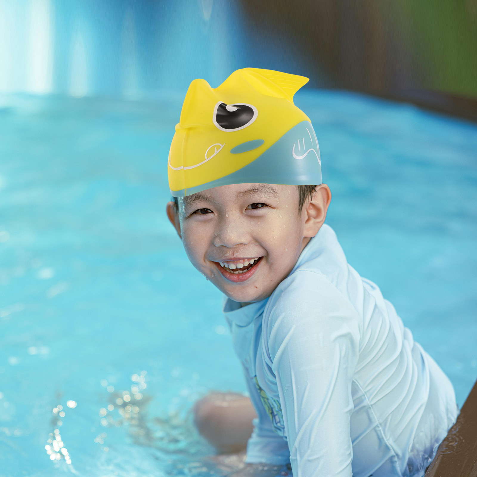Kids Cartoon Printed Swim Cap  - Swim Hat Silicone 评论和价格